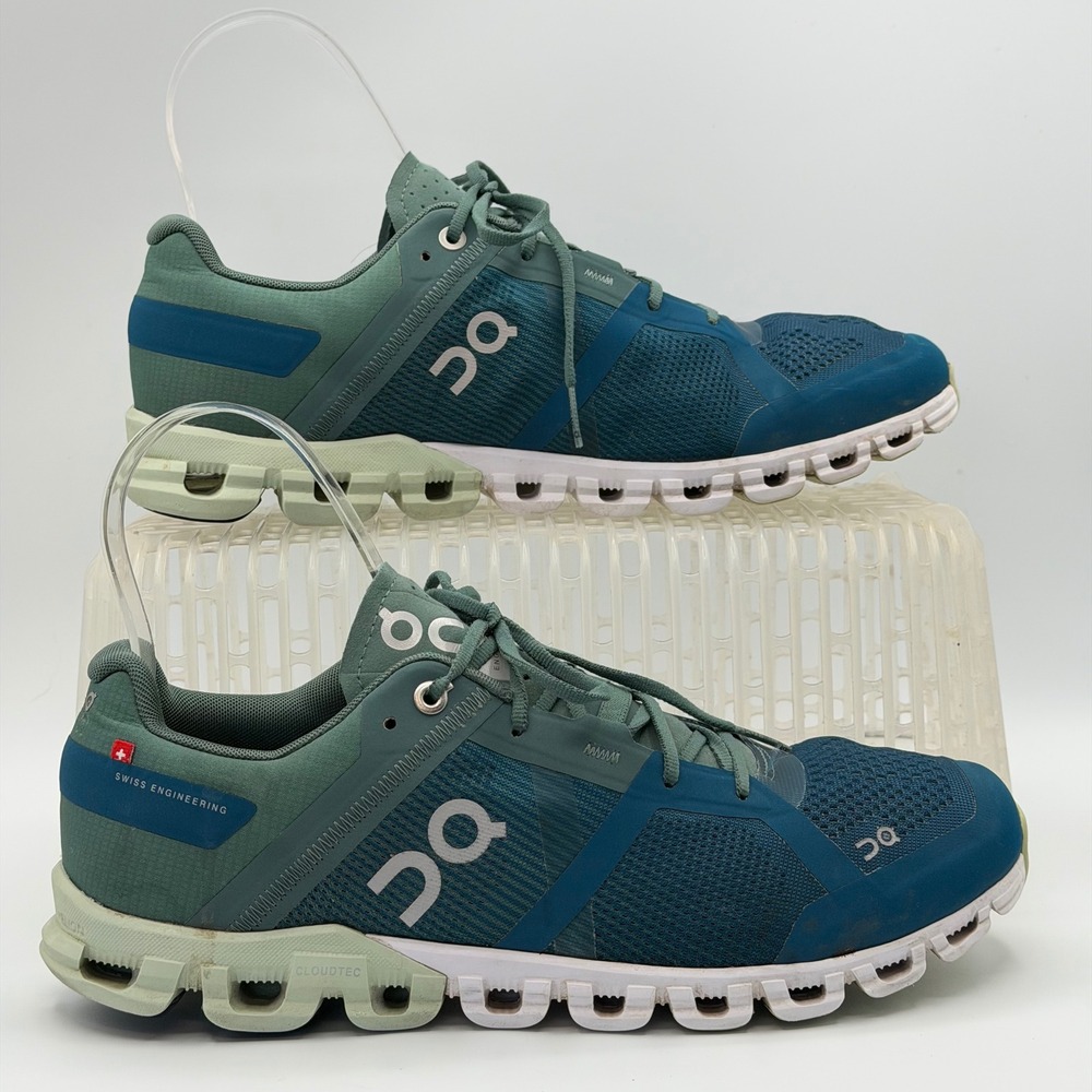 On Cloudflow Running Shoes Mens 8.5 Sea Petrol Blue Sneakers Cloudtec Comfort